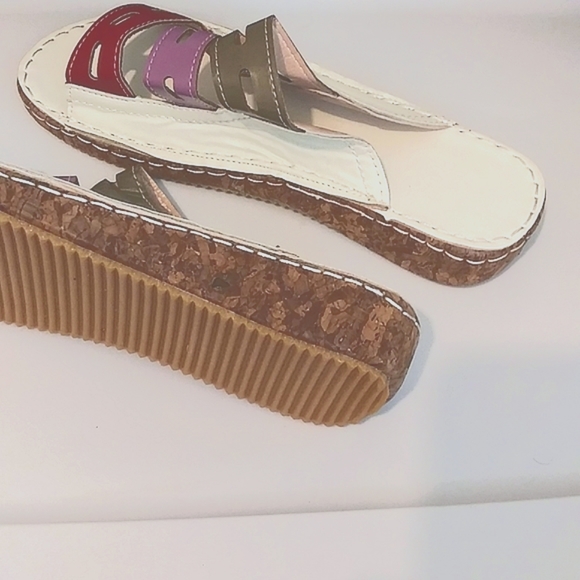 Artisan-made Sandals, White Red Purple Green Leather & Cork Size EU 42/ US 11 - Picture 5 of 6